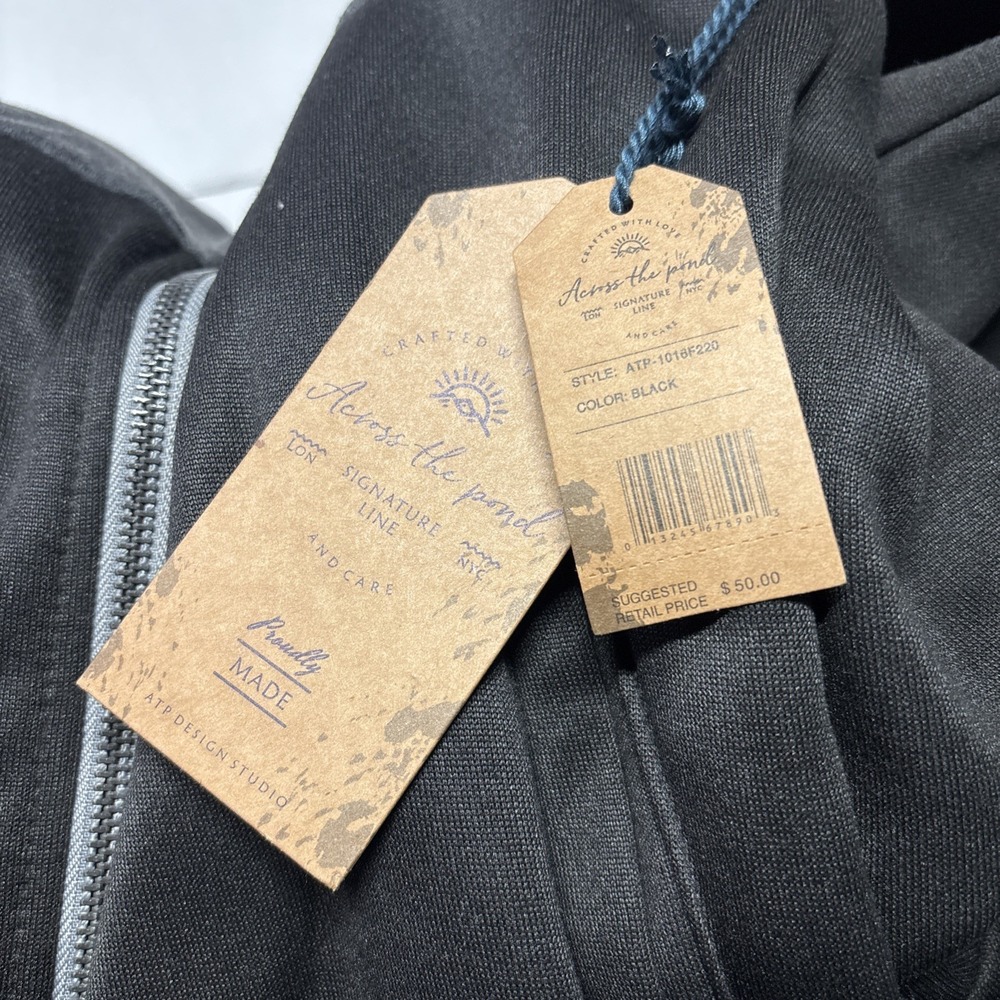 Across the Pond Boys Black Hooded Full Zip Jacket Medium 12/14 ATP-1016F220 NWT - Picture 9 of 9